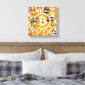 Bitcoin-Straßenkunst (Oranges Gemälde Nr. 3) Leinwanddruck (Insitu (Schlafzimmer))