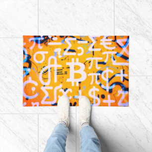 Bitcoin-Straßenkunst (Oranges Gemälde Nr. 4) Fußmatte