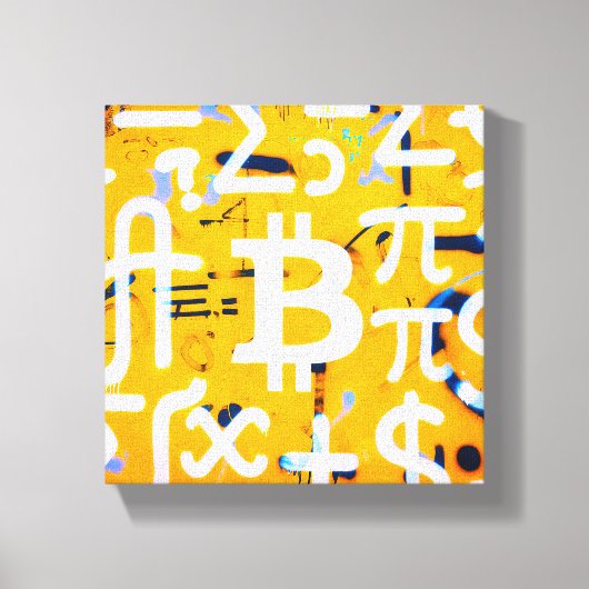 Bitcoin-Straßenkunst (Oranges Gemälde Nr. 4) Leinwanddruck (Vorderseite)