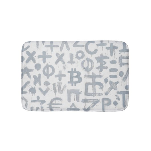Bitcoin-Straßenkunst (Weißes Gemälde Nr. 4) Badematte (Vorderseite)