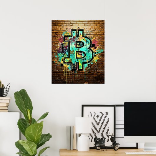 Bitcoin Street Art Poster – Colorful Graffiti Desi (Heimbüro)