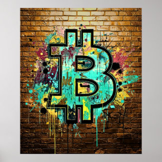 Bitcoin Street Art Poster – Farbige Graffiti Gesta