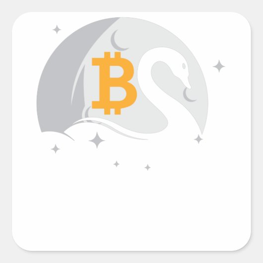 Bitcoin Swan Quadratischer Aufkleber (Vorderseite)