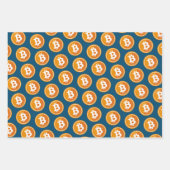 Bitcoin-Symbol in orange und grau-grün Geschenkpapier Set (Vorderseite 3)