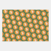 Bitcoin-Symbol in orange und grau-grün Geschenkpapier Set (Vorderseite 2)