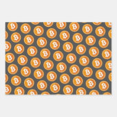 Bitcoin-Symbol in orange und grau-grün Geschenkpapier Set (Vorderseite)