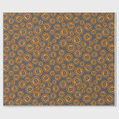 Bitcoin Symbole Orange und Grau Gemustert Geschenkpapier (Flach)