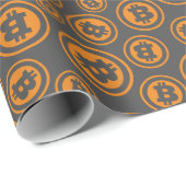 Bitcoin Symbole Orange und Grau Gemustert Geschenkpapier (Rolleneckpunkt)
