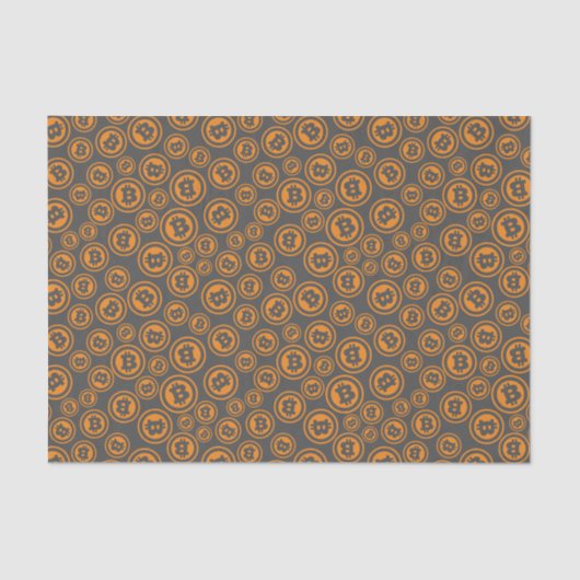 Bitcoin Symbole Orange und Grau Gemustert Seidenpapier (Vorderseite)