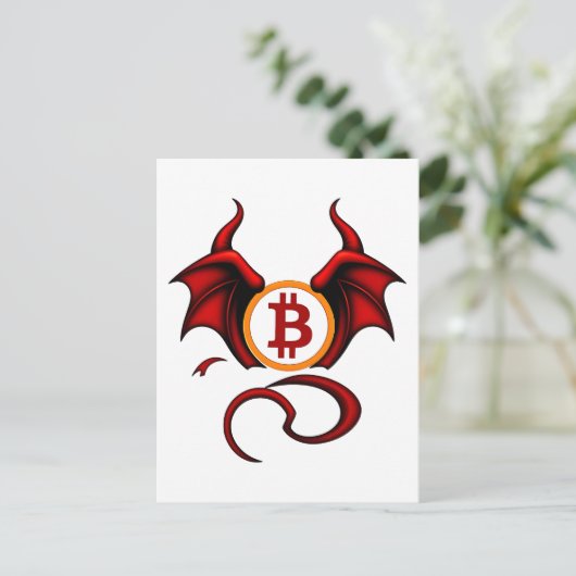 Bitcoin Teufel Postkarte (Stehend Vorderseite)