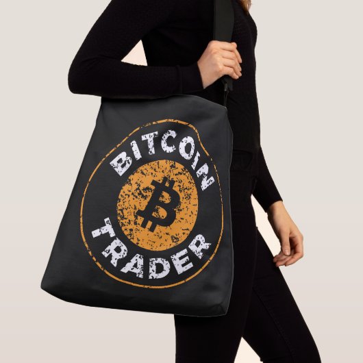 Bitcoin Trader Grunge Text Circle Kontur Black Tragetaschen Mit Langen Trägern (Von Nahem)