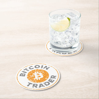 Bitcoin Trader Grunge Text Circle Kontur Runder Pappuntersetzer