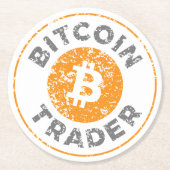 Bitcoin Trader Grunge Text Circle Kontur Runder Pappuntersetzer (Vorderseite)