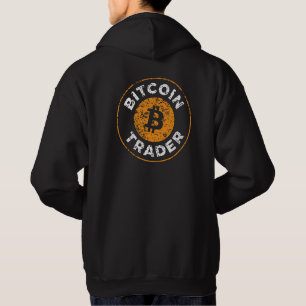 Bitcoin Trader Grunge Text Circle Line Backprint Hoodie