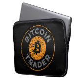 Bitcoin Trader Grunge Text Circle Outl. Black Gray Laptopschutzhülle (Vorderseite Links)