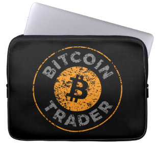 Bitcoin Trader Grunge Text Circle Outl. Black Gray Laptopschutzhülle