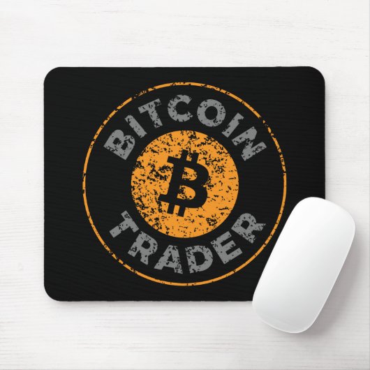 Bitcoin Trader Grunge Text Circle Outl. Black Gray Mousepad (Mit Mouse)