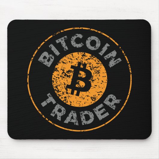 Bitcoin Trader Grunge Text Circle Outl. Black Gray Mousepad (Vorne)
