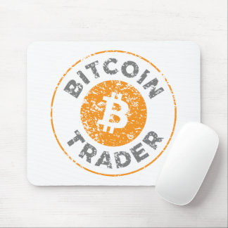 Bitcoin Trader Grunge Text Circle Outl. Weiß Grau Mousepad