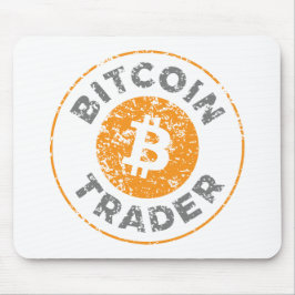 Bitcoin Trader Grunge Text Circle Outl. Weiß Grau Mousepad