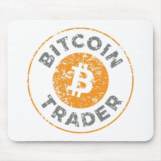 Bitcoin Trader Grunge Text Circle Outl. Weiß Grau Mousepad (Vorne)