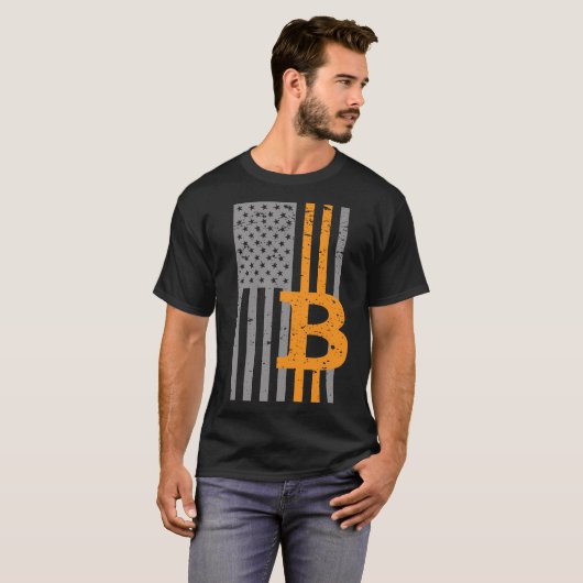 Bitcoin USA Flag Crypto BTC Patriot T-Shirt (Vorne ganz)