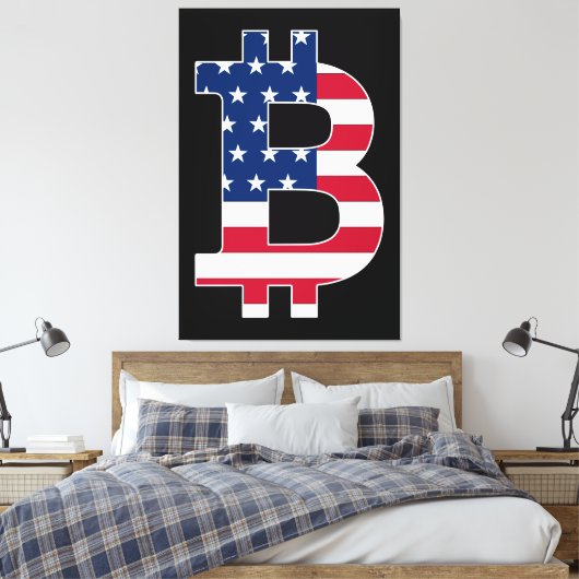 BitCoin USA Flag Leinwanddruck (Insitu (Schlafzimmer))
