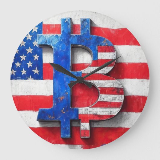 Bitcoin USA Große Wanduhr (Vorderseite)