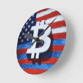 Bitcoin USA Runde Wanduhr (Winkel)