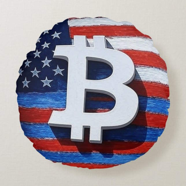 Bitcoin USA Rundes Kissen (Vorderseite)