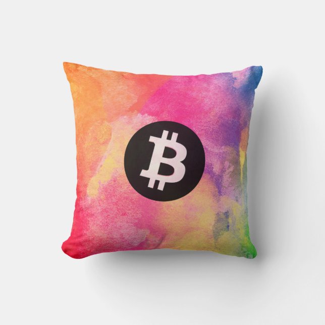 Bitcoin Wasserfarbe (Stil 1 - Genesis) Kissen (Vorderseite)