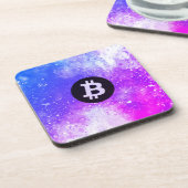 Bitcoin-Wasserfarbe (Stil 2 - Miami) Getränkeuntersetzer (Linke Seite)