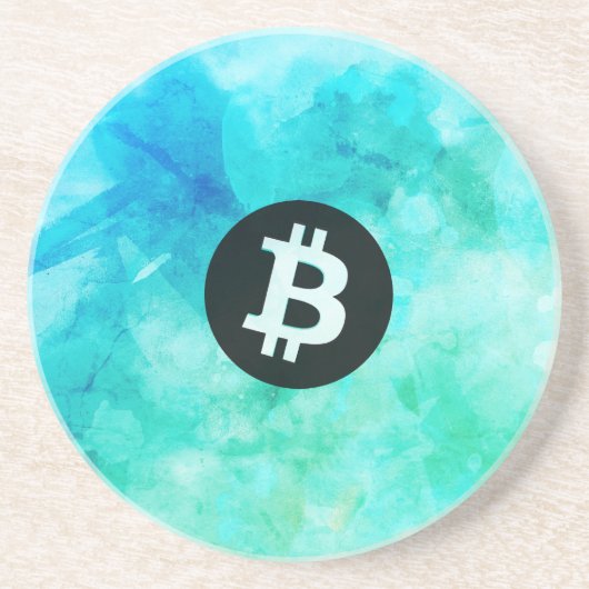 Bitcoin-Wasserfarbe (Stil 3 - Strandleben) Getränkeuntersetzer (Vorne)