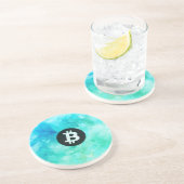 Bitcoin-Wasserfarbe (Stil 3 - Strandleben) Getränkeuntersetzer (Seite)
