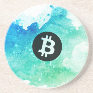 Bitcoin-Wasserfarbe (Stil 5 - Wave Rider) Getränkeuntersetzer