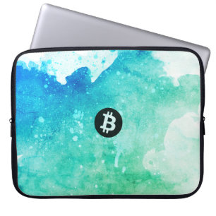 Bitcoin Wasserfarbe (Stil 5 - Wellenreiter) Laptopschutzhülle