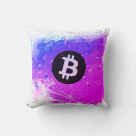 Bitcoin-Wasserfarbe (Stil 6 - Miami Beach) Kissen