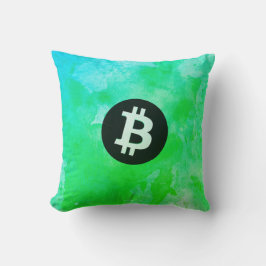 Bitcoin Wasserfarbe (Stil $ - Green Day) Kissen