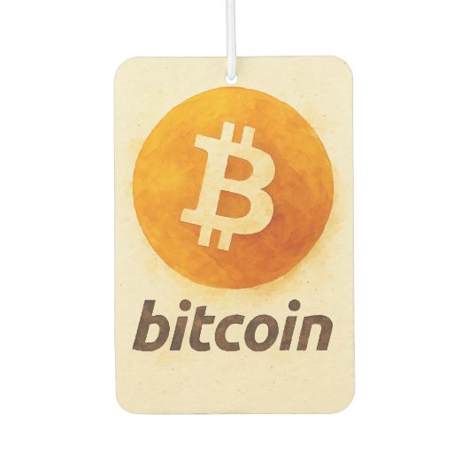 Bitcoin Watercolor (Logo + Text) Autolufterfrischer (Vorderseite)