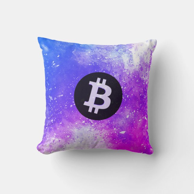 Bitcoin Watercolor (Style 2 - Miami) Kissen (Vorderseite)