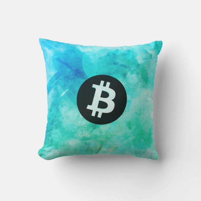 Bitcoin Watercolor (Style 3 - Beach Life) Kissen (Vorderseite)