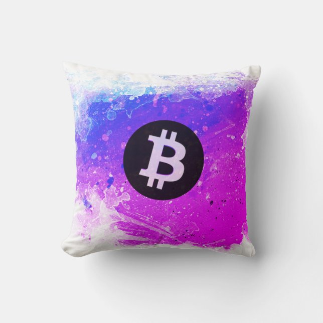 Bitcoin Watercolor (Style 6 - Miami Beach) Kissen (Vorderseite)