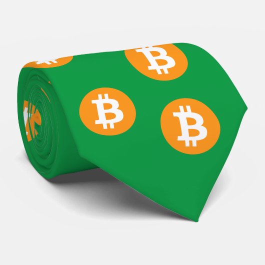 Bitcoin Wave BTC Crypto Token Neck Tie Krawatte (Gerollt)