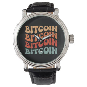 Bitcoin Wavy Text Stilvolle Crypto Typografie Desi Armbanduhr