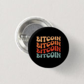 Bitcoin Wavy Text Stilvolle Crypto Typografie Desi Button (Vorne & Hinten)