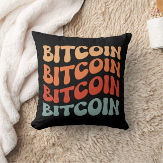 Bitcoin Wavy Text Stilvolle Crypto Typografie Desi Kissen
