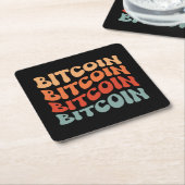 Bitcoin Wavy Text Stilvolle Crypto Typografie Desi Rechteckiger Pappuntersetzer (angewinkelt)