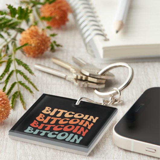 Bitcoin Wavy Text Stilvolle Crypto Typografie Desi Schlüsselanhänger (Vorderseite rechts)