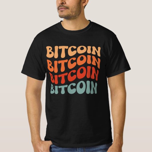 Bitcoin Wavy Text Stilvolle Crypto Typografie Desi T-Shirt (Vorderseite)