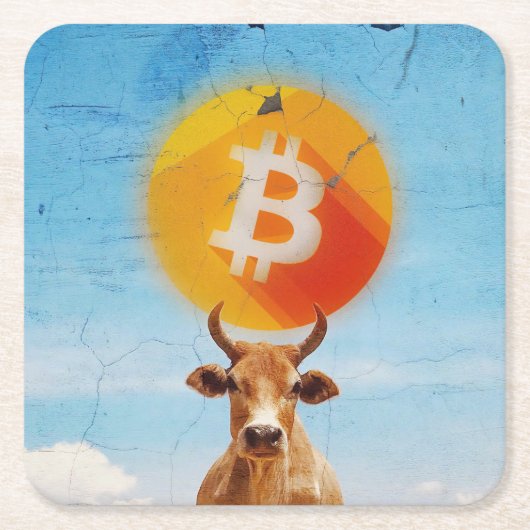 Bitcoin widerstandsfähiger Bulle Rechteckiger Pappuntersetzer (Vorderseite)